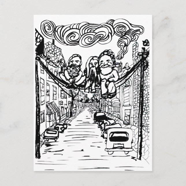 Beards on a Wire Postcard (Front)