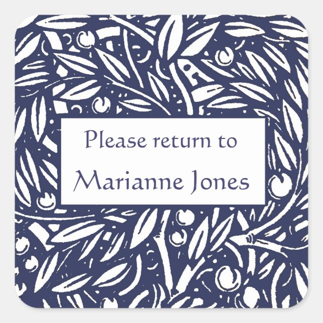 Beardsley Border Elegant Bookplate Square Sticker (Front)