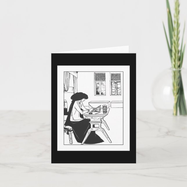 Beardsley Isolde Art Nouveau Note Card (Front)