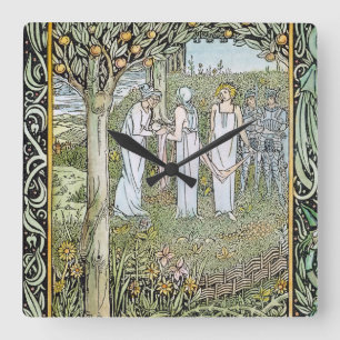 Beardsley: Morte D'Arthur Square Wall Clock