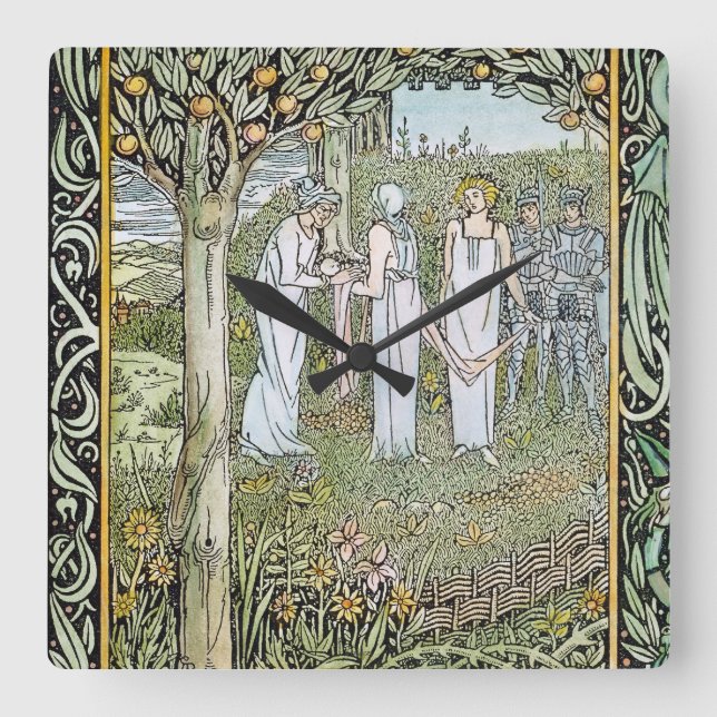 Beardsley: Morte D'Arthur Square Wall Clock (Front)