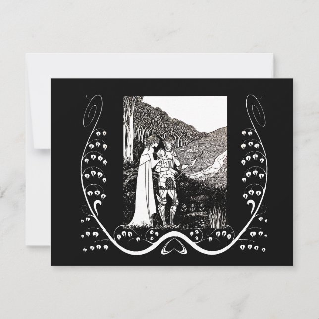 Beardsley Nouveau Knight & Lady Wedding Invitation (Front)