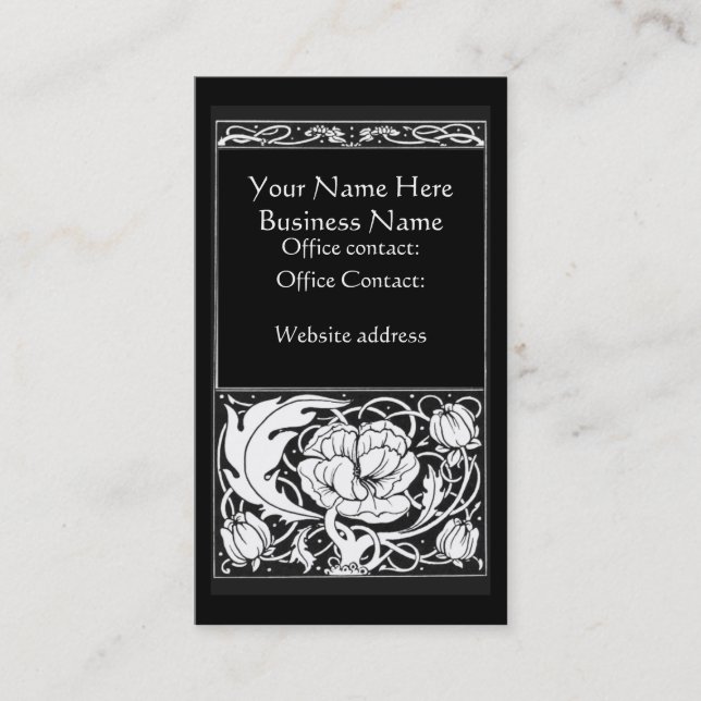 Beardsley Peony Border Photo Business Card (Front)