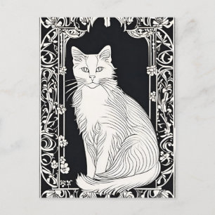 Beardsley Style Cat Postcard