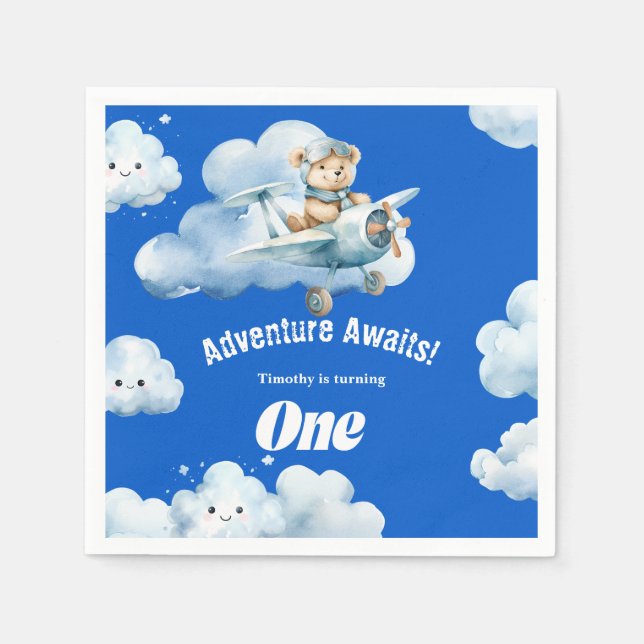 Bearing Wings: Teddy's First Birthday Expedition Napkin (Front)