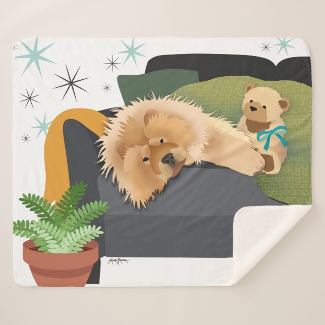 BEARLY AWAKE - CHOW sherpa blanket (Front (Horizontal))