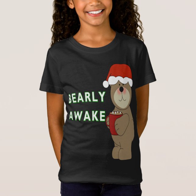 Bearly Awake Funny Bear Christmas Pajama Sleep T-Shirt (Front)
