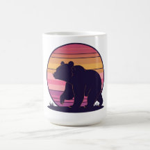 Bearly Awake – Funny Retro Bear Sunset Design Coff
