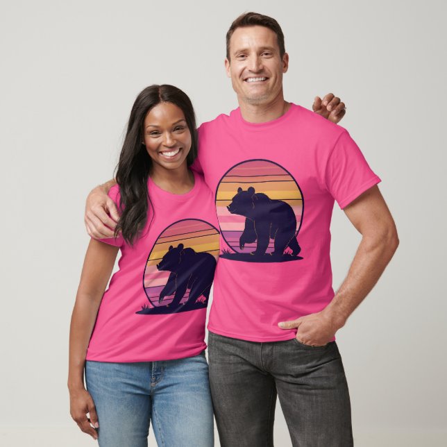 Bearly Awake – Funny Retro Bear Sunset Design T-Shirt (Unisex)