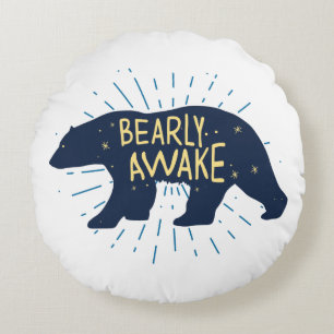 Bearly Awake Round Cushion