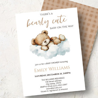 Bearly Cute Baby Shower Invitation | Neutral Teddy