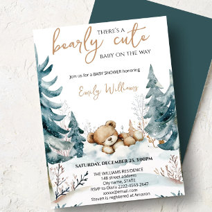 Bearly Cute Baby Shower Invitation Woodland Bear