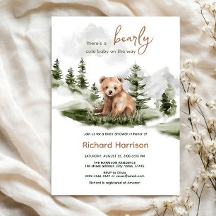 Bearly cute forest bear baby shower invitation
