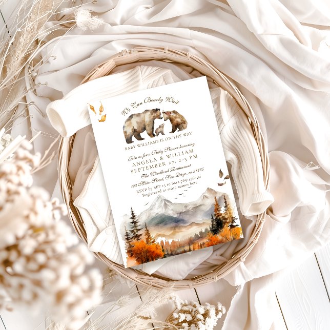 Bearly Wait Adventure Fall Elegant Baby Shower Invitation (Creator Uploaded)