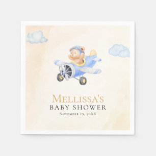 Bearly Wait Baby Shower, Flying Bear Watercolor  Napkin