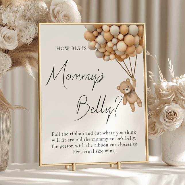 Bearly Wait Baby Shower How Big Mommys Belly Sign (Creator Uploaded)
