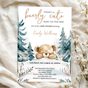 Bearly Wait Baby Shower Invitation   Woodland Bear