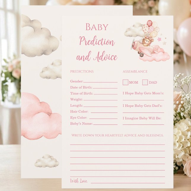 Bearly Wait Baby Shower Predictions Advice Game (We Can Bearly Wait Predictions and Advice Game | Girl Baby Shower)