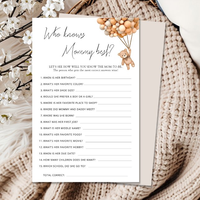 Bearly Wait Baby Shower Who Knows Mummy Best (Creator Uploaded)