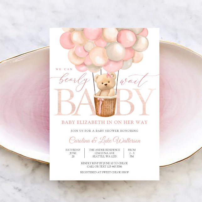 Bearly Wait Balloon Baby Shower Invitation (Creator Uploaded)