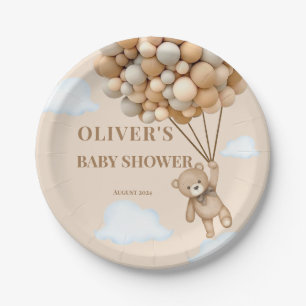 Bearly Wait Balloons Gender Neutral Baby Shower Paper Plate