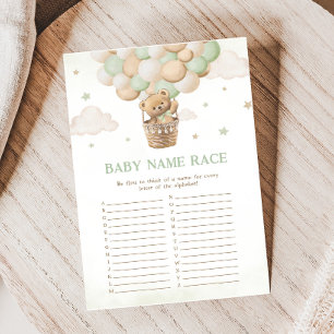 Bearly Wait Bear Baby Shower Baby Name Race Game