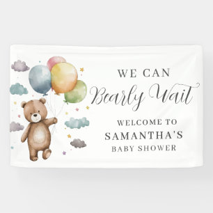 Bearly Wait Bear Balloon Baby Shower Welcome Banner