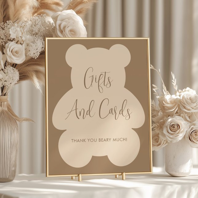 Bearly Wait Beige Baby Shower Gifts and Cards Sign (Creator Uploaded)