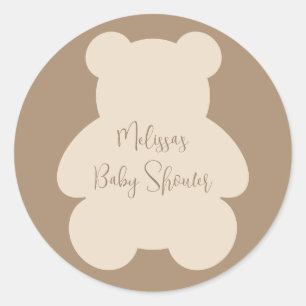 Bearly Wait Beige Teddy Bear Baby Shower Classic Round Sticker