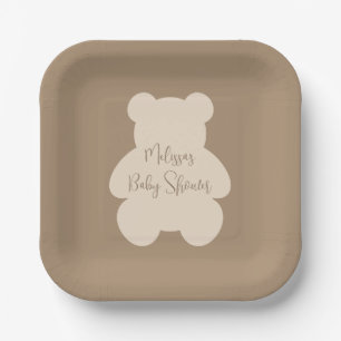 Bearly Wait Beige Teddy Bear Baby Shower Paper Plate