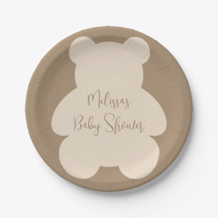 Bearly Wait Beige Teddy Bear Baby Shower Paper Plate