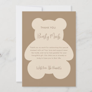 Bearly Wait Beige Teddy Bear Baby Shower Thank You Card