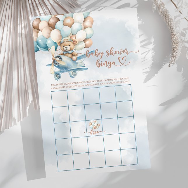 Bearly Wait Blue Balloons Baby Shower Bingo Game (Bearly Wait Blue Balloons Baby Shower Bingo Game, fun baby shower games,)