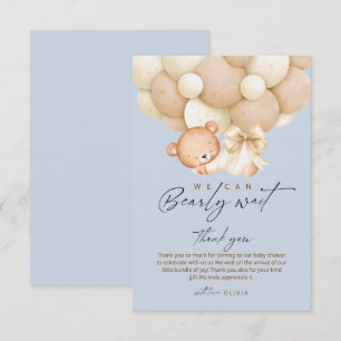 Bearly Wait Blue Boy Baby Shower Thank You Card