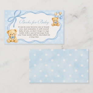 Bearly Wait Blue Boy Bear Books For Baby Shower Enclosure Card