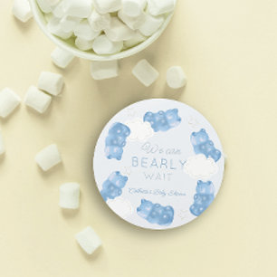Bearly Wait Blue Gummy Bear Boy Baby Shower Classic Round Sticker