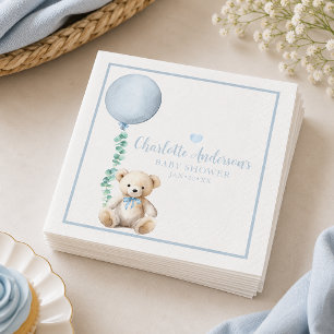 Bearly Wait Blue Teddy Bear Baby Shower Napkins