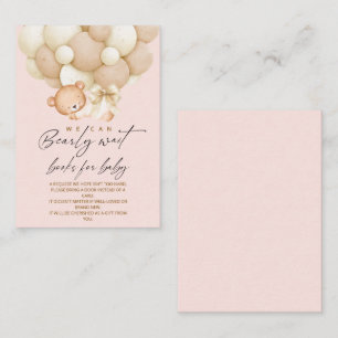 Bearly Wait Books for Baby Girl Shower Enclosure Card