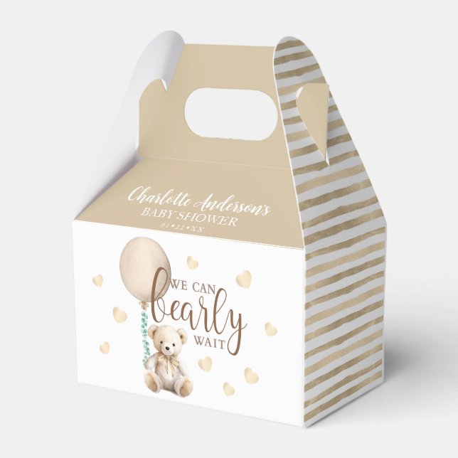 Bearly Wait Brown Baby Shower Favour Box (Back Side)