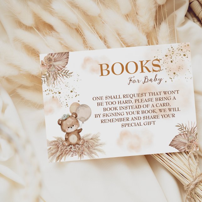 Bearly Wait Cute Bear Floral Books For Baby Enclosure Card (Creator Uploaded)