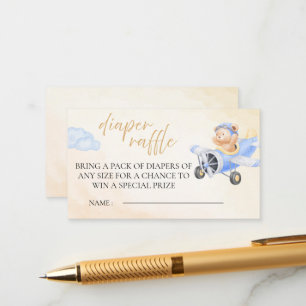 Bearly Wait Diaper Raffle, Watercolor Bear Flying  Enclosure Card