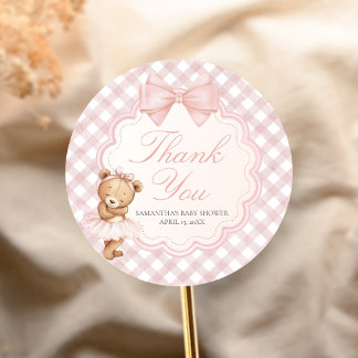 Bearly Wait Elegant Bear Baby Shower Classic Round Sticker