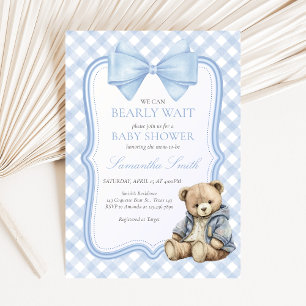 Bearly Wait Elegant Bear Baby Shower Invitation
