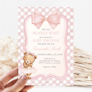 Bearly Wait Elegant Bear Baby Shower Invitation