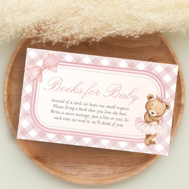 Bearly Wait Elegant Bear Shower Books for Baby Enclosure Card (Pink Bear Baby Shower Books for Baby)