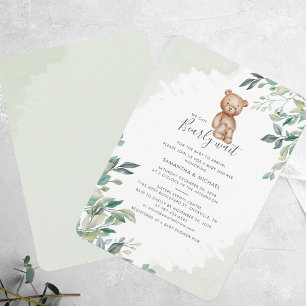 Bearly Wait Eucalyptus Foliage Couples Baby Shower Invitation