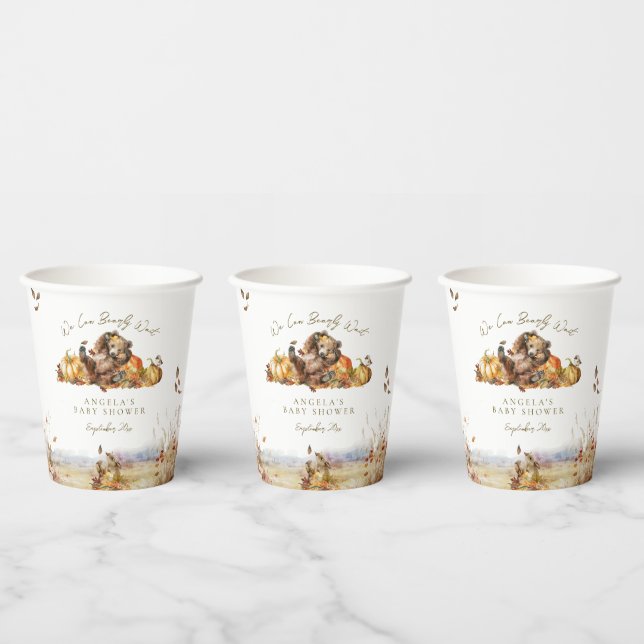Bearly Wait Fall Woodland Watercolour Baby Shower Paper Cups (Multi)