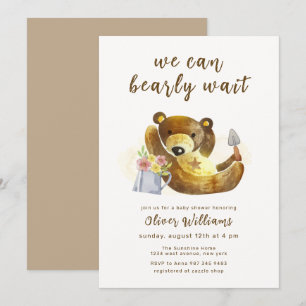 Bearly Wait Farmer Gardening Baby Shower Invitation