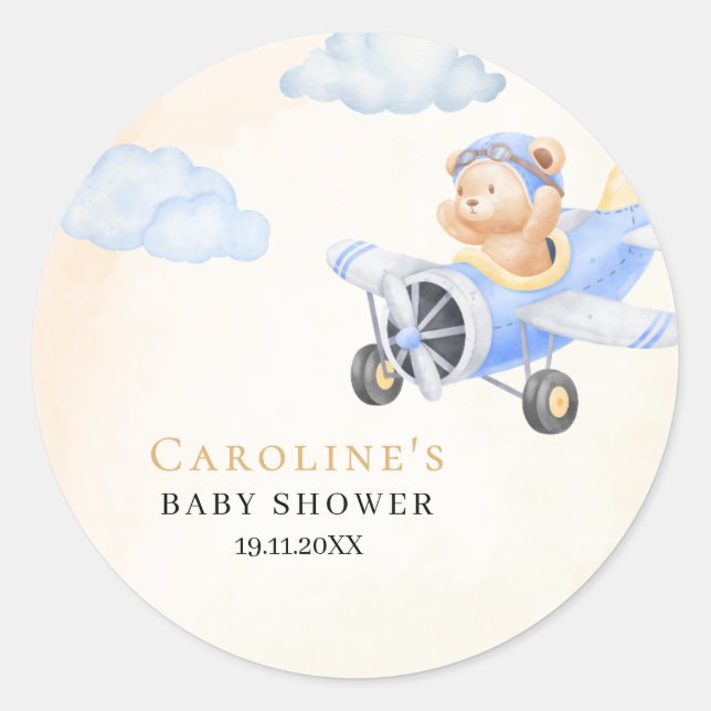 Bearly Wait Flying Bear & Cloud Round Sticker (Front)