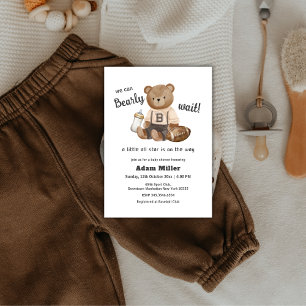 Bearly Wait Football Sport Boy Baby Shower Invitation